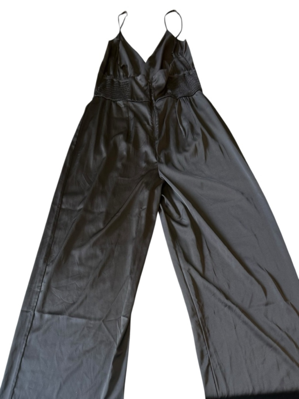 New Abercrombie & Fitch Jumpsuit Plunge Satin Black Size Medium $120 Dressy - Picture 10 of 10